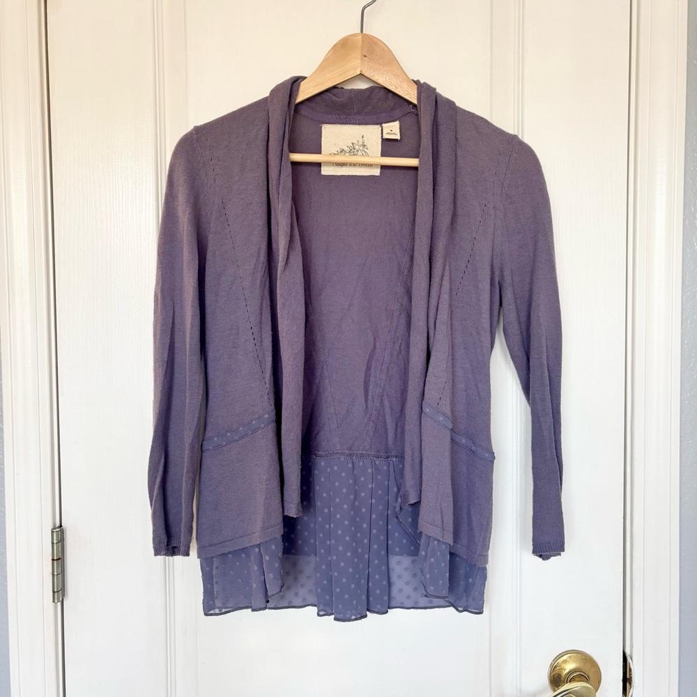 Angel of the North by Anthropologie Open-Front Lavender Sweater Cardigan